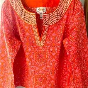 Talbots Tunic in orange and pink
